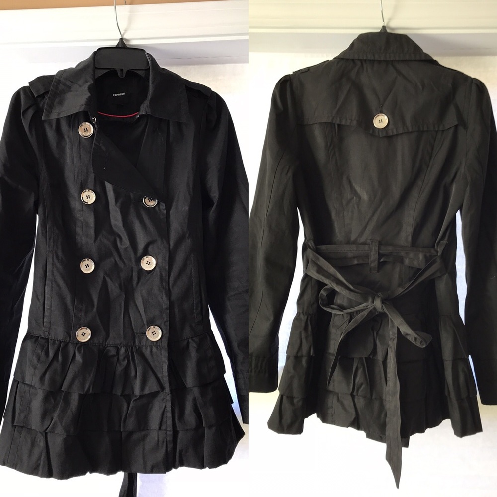 Express women’s ruffle trench coat